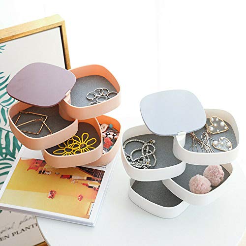 4 Layer Rotating Jewellery Organizer Box with Mirror Jewelry Storage Box, Jewelry Accessory Storage Tray, 4-Layer Rotatable Jewelry BOX Vanity Box  (Multicolor)