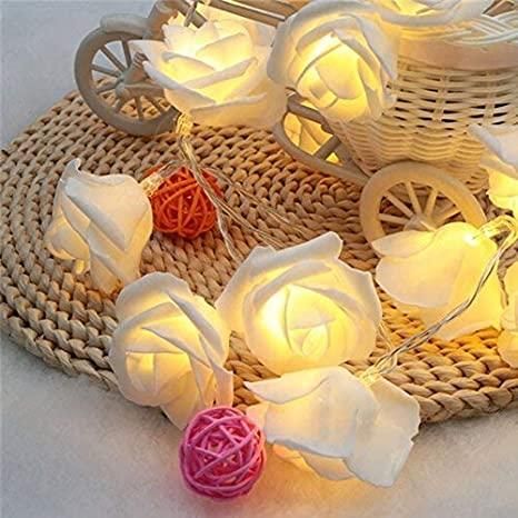 Rose Flower Led Serial String Lights - |10 Feet 14 Led Rose Lights for Home Decoration Indoor Outdoor(Warm White Plug-in)