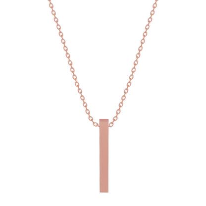 Vertical Bar Rose Gold Cuboid Stick Stainless Steel Locket Necklace Chain Set