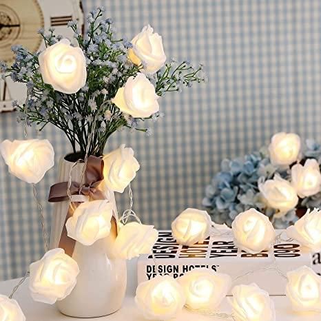 Rose Flower Led Serial String Lights - |10 Feet 14 Led Rose Lights for Home Decoration Indoor Outdoor(Warm White Plug-in)