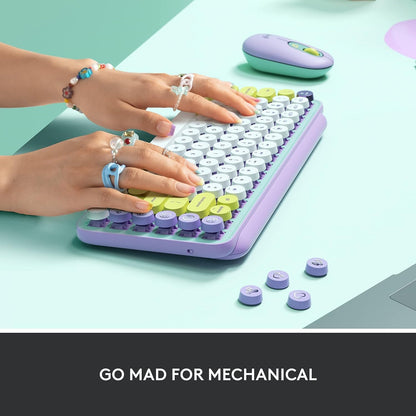 Logitech POP Keys Mechanical Wireless Keyboard with Customizable Emoji , Durable Compact Design, Bluetooth or USB Connectivity, Multi-Device, OS Compatible - Daydream Mint