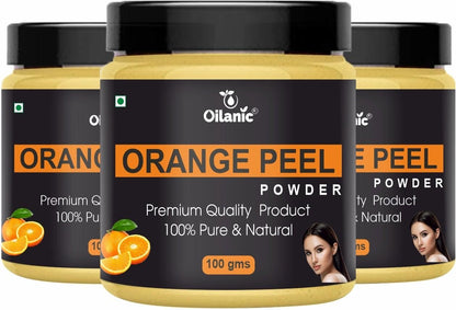 Oilanic  Pure & Natural Orange Peel Powder- For Skin & Hair Combo Pack of 3 Jar (300gm)