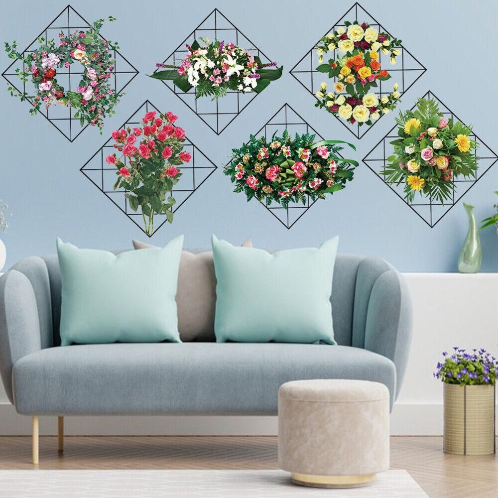 Home Wall Art Grid Flower Pattern Sticker Office Decals The Flowers