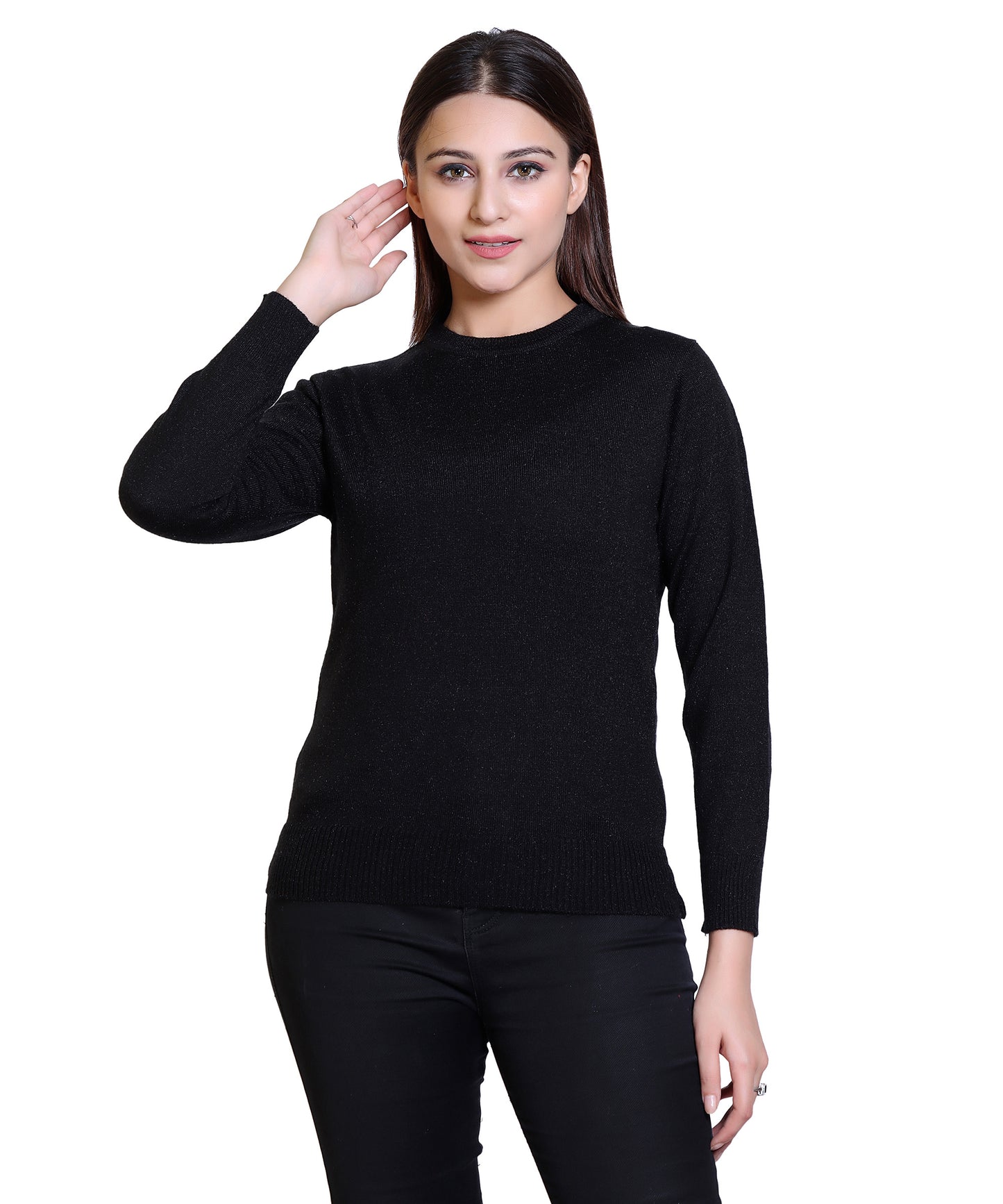 Women's Solid Woolen Full Sleeves Sweater