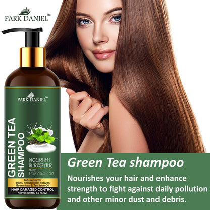 Park Daniel Premium Pure and Natural Onion Blackseed Shampoo & Green Tea Shampoo Combo Pack Of 2 bottle of 200 ml(400 ml)