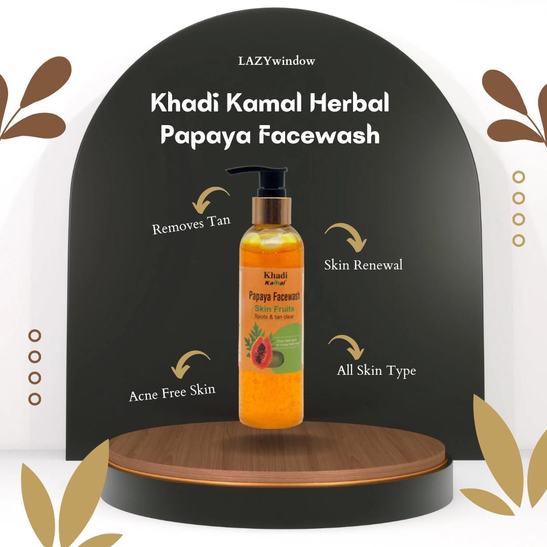 Khadi Kamal Herbal 100 Pure Natural & Organic Papaya Face Wash For Men And Women 210ml Pack of 5